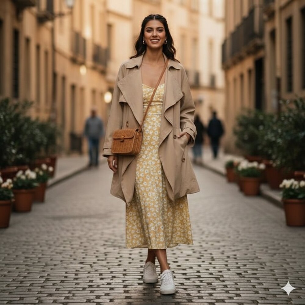 Nectar Clothing Beige Draped Open Front Trench Coat Size L